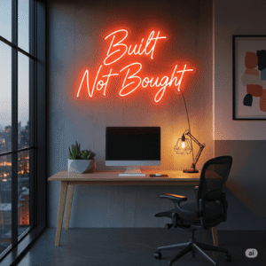 Led neoninis užrašas "Built Not Bought"