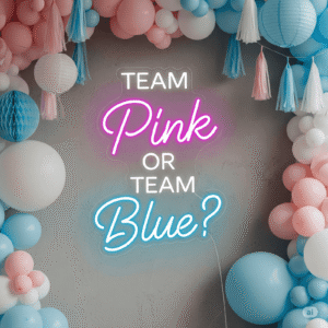 Led neono iškaba "Team Pink or Team Blue?"