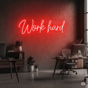 Led neono užrašas "Work hard"
