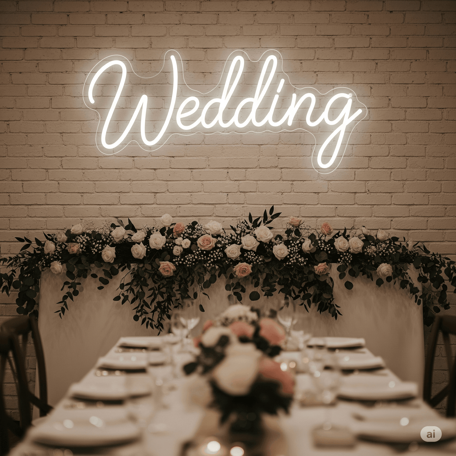 LED neoonsilt "Wedding"
