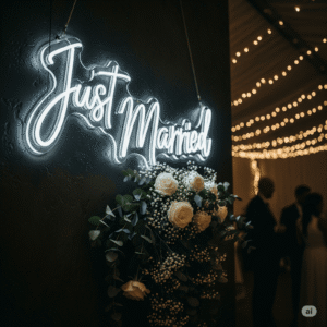 Led neono dekoracija "Just Married"