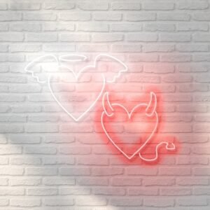 LED neono ženklas "ANGELAS IR VELNIAS"