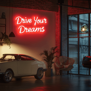 Led neono užrašas "Drive Your Dreams"