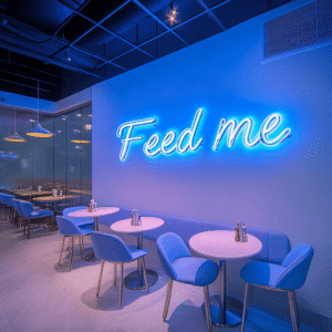 Led neoninė iškaba "Feed me"